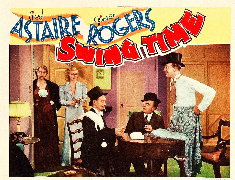 Fred Astaire i Ginger Rogers na oryginalnej karcie reklamowej filmu Swing Time z 1936 roku